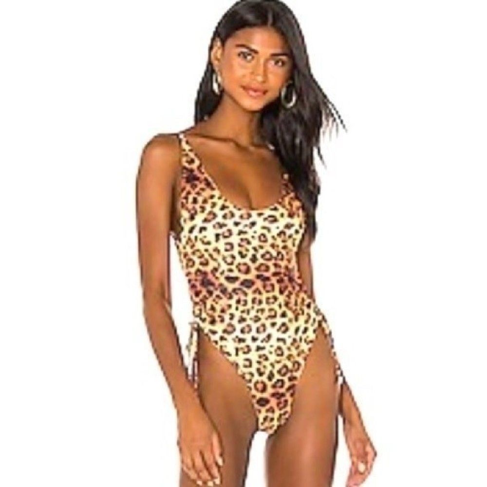 Revolve x Joues de Sable Sally One Piece Swimsuit Leopard Print Size XS